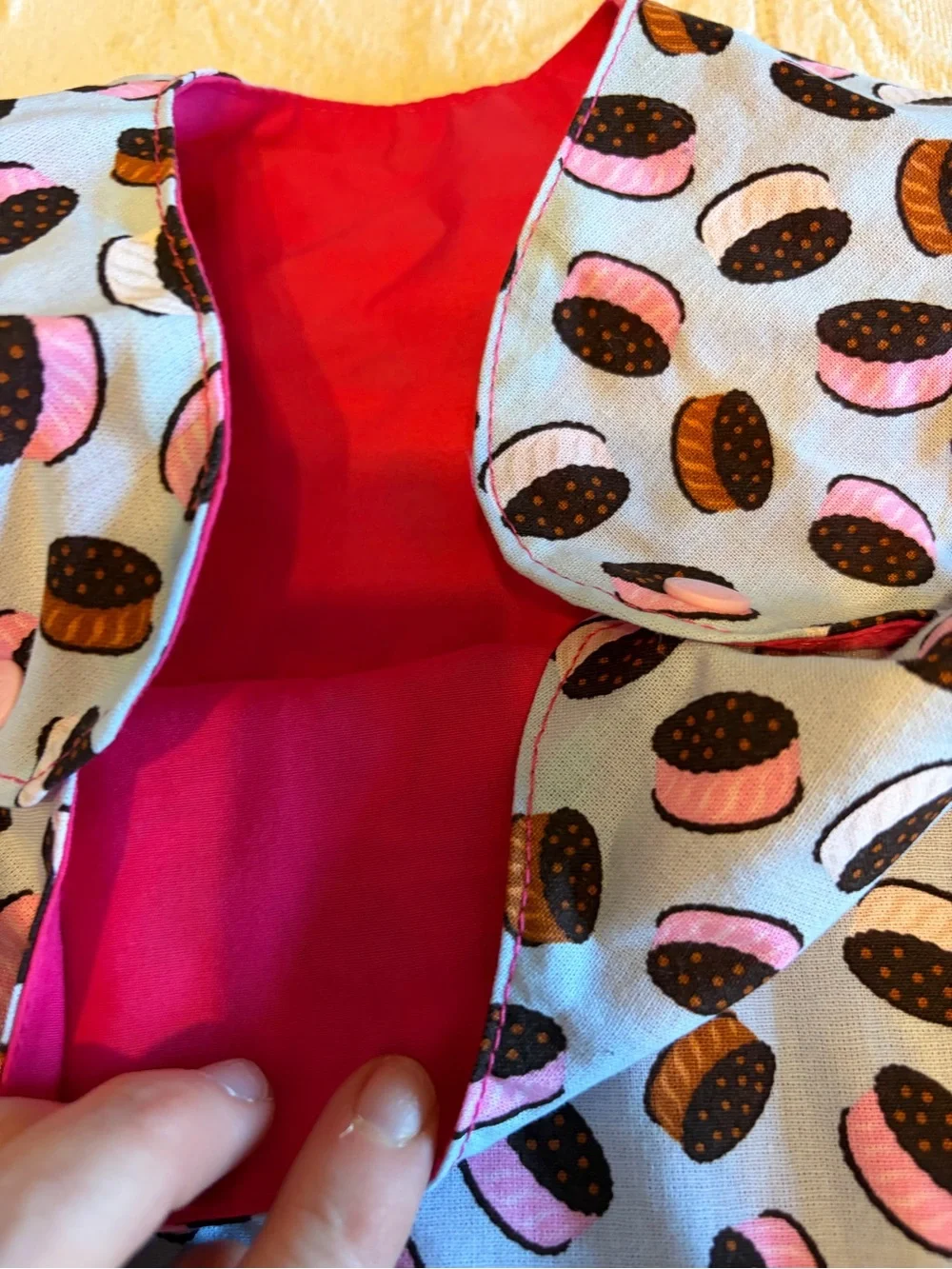 Handmade Reversible Toddler Art Smock Apron Ice Cream Side Tie Bib craft baking